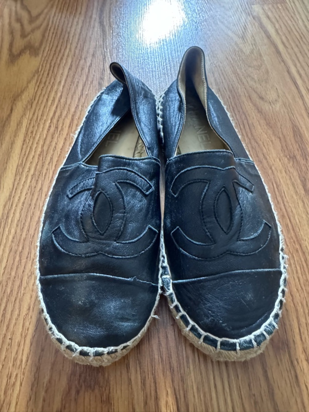 Chanel Black  Espadrille Flats